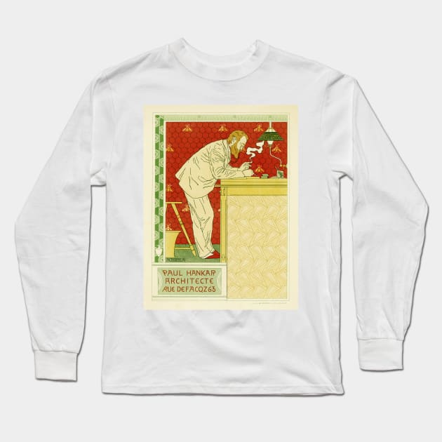 Paul Hankar Architect Lithograph Art by Adolphe Crespin Les Maitres De L' Affiche Long Sleeve T-Shirt by vintageposters